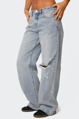 Adam Distressed Low Rise Baggy Jeans