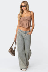 Rylie Textured Chiffon Flare Top