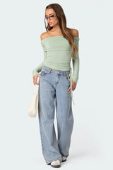 Gathered Fold Over Drawstring Top