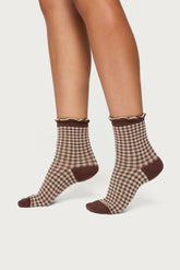 Frilled Gingham Socks