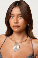 Abstract Pendant Cuff Necklace