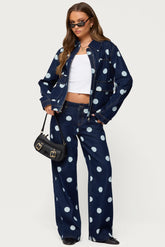 Leyah Polka Dot Low Rise Baggy Jeans