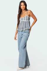 Lace Trim Babydoll Tank Top