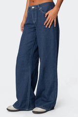 Pinstripe Low Rise Baggy Jeans