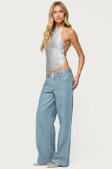 Jenney Shiny Low Rise Baggy Jeans