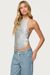 Kalana Crisscross Backless Fringed Top