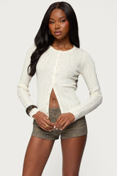 Maureen Button Ribbed Knit Cardigan