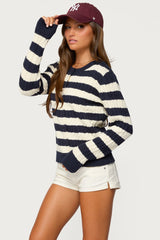 Mildred Striped Cable Knit Cardigan