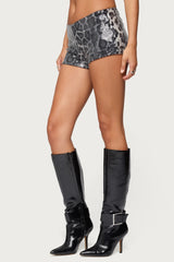 Sequin Leopard Printed Micro Shorts