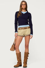 Marthie Layered Knit V Neck Top