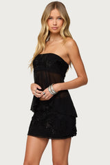 Steffie Strapless Beaded Mesh Top
