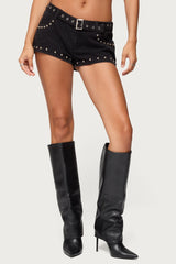 Grommet & Stud Denim Micro Shorts