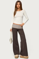 Meshey Striped Fold Over Pants