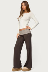 Meshey Striped Fold Over Pants