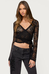 Medora Sheer Lace Wrap Top