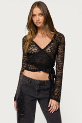 Medora Sheer Lace Wrap Top