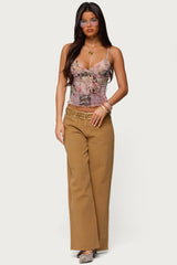 Mixed Animal Print Mesh Tank Top