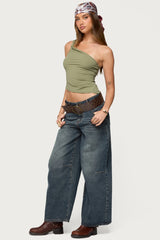 Knotted One Shoulder Asymmetric Top