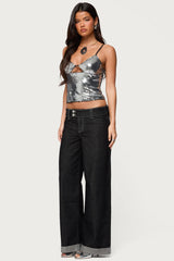 Rokko Cut Out Sequin Top