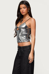 Rokko Cut Out Sequin Top