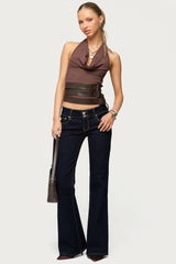 Buckle Cowl Neck Backless Top