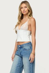 Keesha Lacey Boned V Neck Top