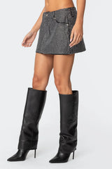 Glitz Rhinestone Denim Mini Skirt