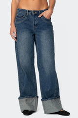 Vesper Cuffed Low Rise Baggy Jeans