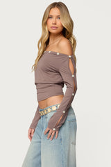 Ronee Off Shoulder Button Cutout Top
