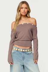 Ronee Off Shoulder Button Cutout Top