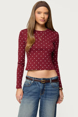 Daliya Polka Dot Long Sleeve Top