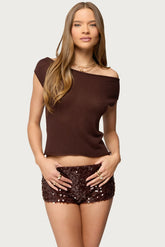Holly Glitter Off Shoulder Top