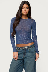 Anari Rhinestone Mesh Top