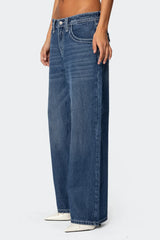 Contrast Stitch Low Rise Baggy Jeans