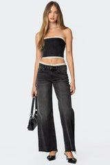 Karlie Peekaboo Lace Low Rise Baggy Jeans