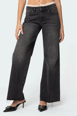 Karlie Peekaboo Lace Low Rise Baggy Jeans