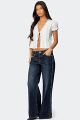 Stassie Studded Low Rise Baggy Jeans