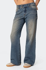 Jesi Washed Low Rise Baggy Jeans