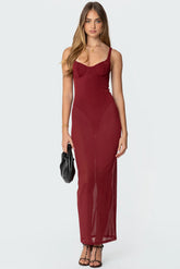 Mesh Built In Bodysuit Maxi Dress