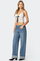 Madi Cuffed Low Rise Baggy Jeans