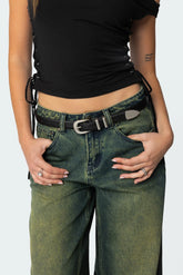 Basic Buckle Faux Leather Belt