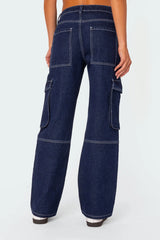 Alyssa Stitch Low Rise Baggy Cargo Jeans