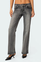 Boot Cut Washed Low Rise Jeans