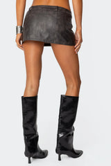 Sadaf Faux Leather Mini Skort