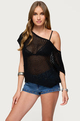 Trix Off Shoulder Open Knit Top