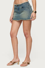 Levana Distressed Denim Mini Skirt