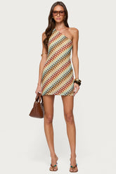 Agua Zigzag One Shoulder Mini Dress