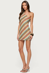 Agua Zigzag One Shoulder Mini Dress