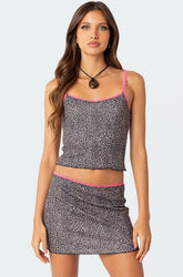 Lele Leopard Print Ribbed Tank Top