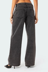 Raelynn Washed Low Rise Baggy Jeans